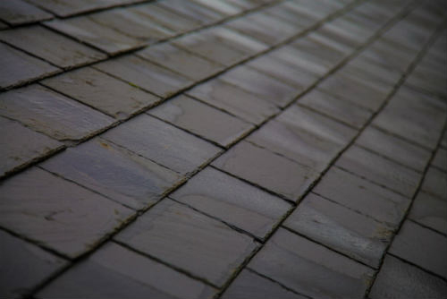 Close up of black roof tiles